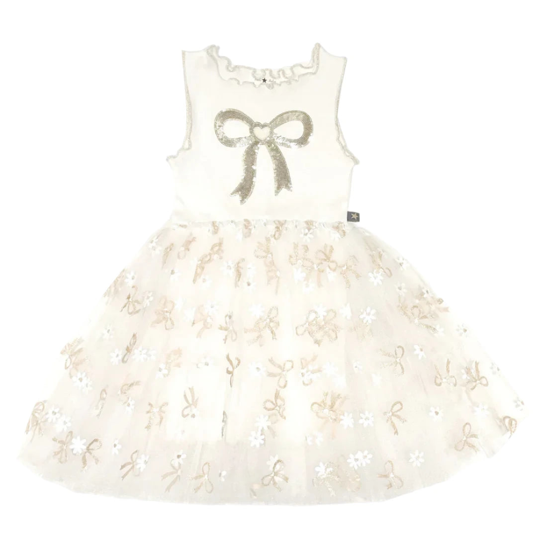 Petite Hailey White Gold Bow Tutu Dress Petite Hailey White Gold Bow Tutu Dress