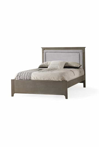 Ithaca Double Bed 54″ (low profile footboard) with Blind-Tufted Linen Weave Upholstered Headboard Panel