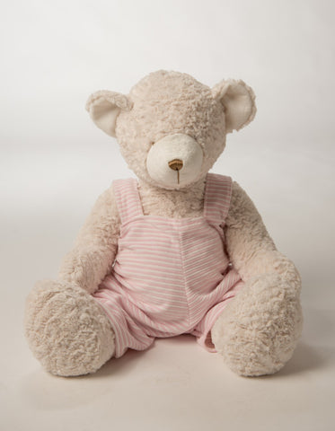 Personalized Plush bear with Striped Overall 18"