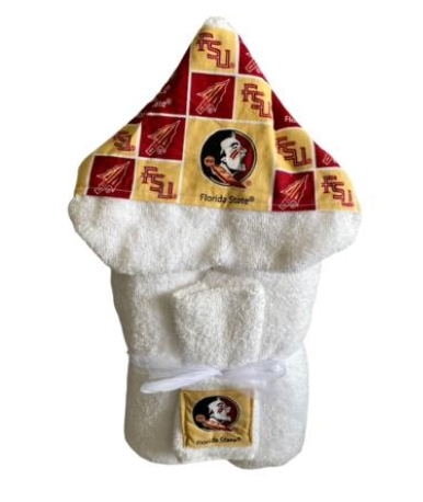 Personalized FSU Sports Terry Hooded Towel and Wash Mitt set