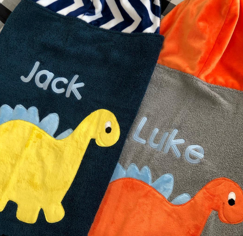 Luxe Terry Dino Personalized Hooded Towel