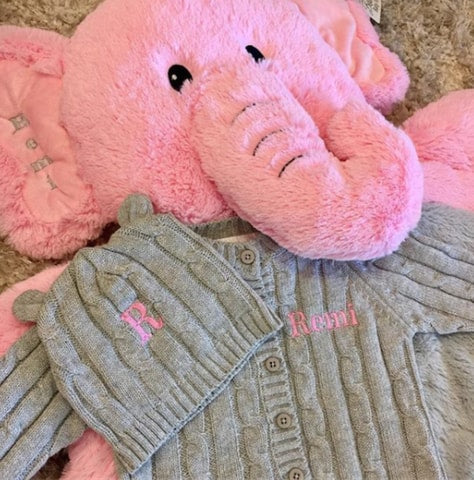 Personalized Pink Elephant  Tummytime Mat