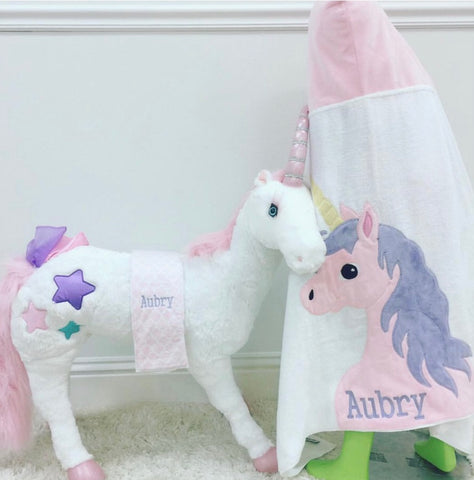 Personalized Unicorn Cuddly Reversible Blanket